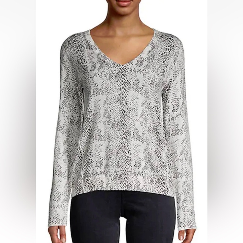 ATM Anthony Thomas Melillo Snake Print Cotton Cashmere Long Sleeve Sweater Large